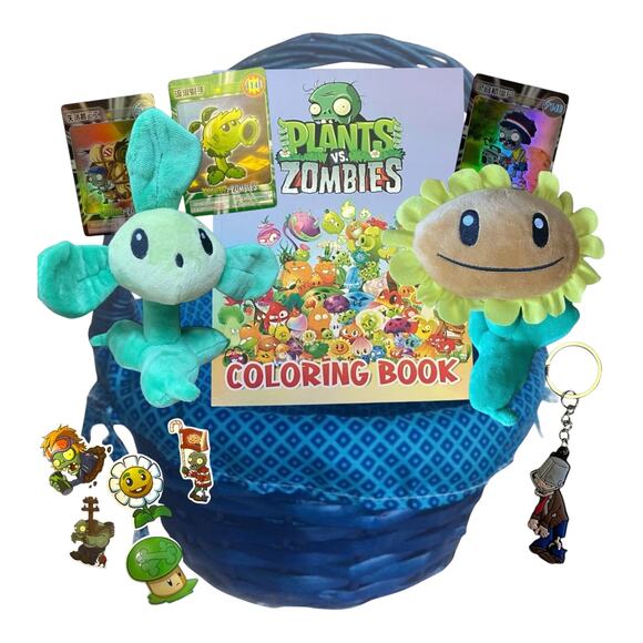 Plants vs Zombies Gift Basket | PvZ Plush Toys, Coloring Book, Stickers & More - Picture 1 of 11